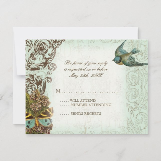Botanica Wedding RSVP Response Card - Blue Green (Vorderseite)