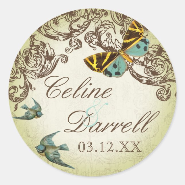 Botanica Wedding Sticker oder Siegel - Grün (Vorderseite)