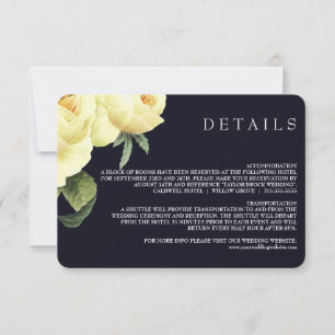 Botanica Yellow Blue Vintage Wedding Details Einladung
