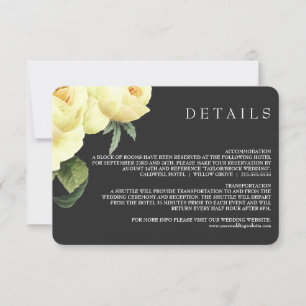 Botanica Yellow Grey Vintage Wedding Details Einladung
