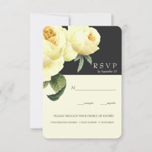 Botanica   Yellow Grey Wedding RSVP Option Einladung