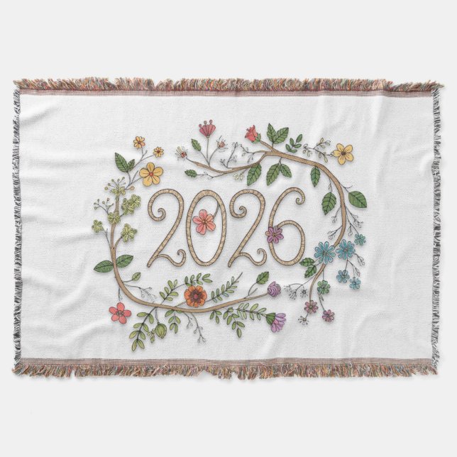 Botanical 2026 Typography with Flowering Vines  Decke (Vorderseite)