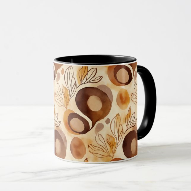 Botanical Abstract Coffee Mug – Soft Earth Colors (Devant droit)