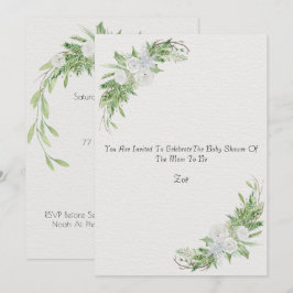 Botanical And Floral Green Leaves And Flowers Kaar Einladung