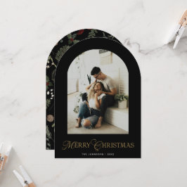 Botanical Arch Photo Merry Christmas Holiday Card Einladung