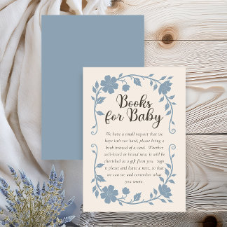 Botanical Baby Shower Book Request Card Blue Sage Begleitkarte