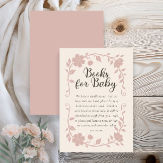 Botanical Baby Shower Book Request Card Blush Begleitkarte