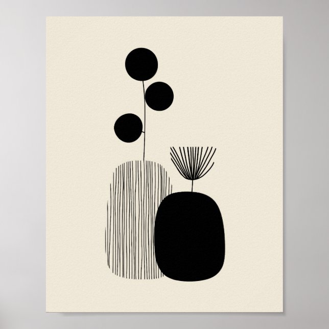 Botanical Balance – Minimal Vase Illustration Poster (Vorne)