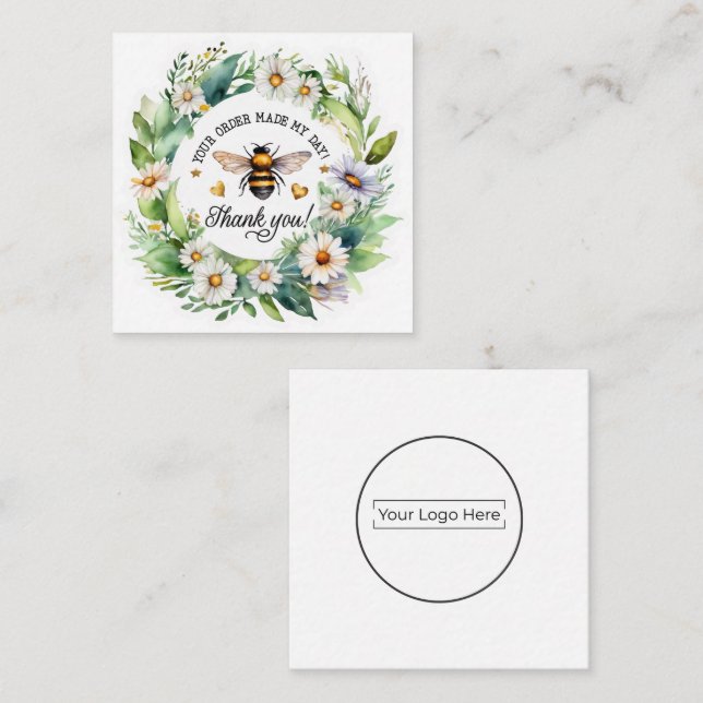 Botanical Bee Business Thank You Begleitkarte (Vorne/Hinten)