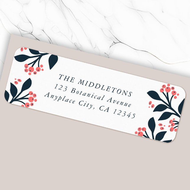 Botanical Berry Address Label | Return Mail Labels (Botanical berry return address labels for everyday mail, special occasions or seasonal mailing)