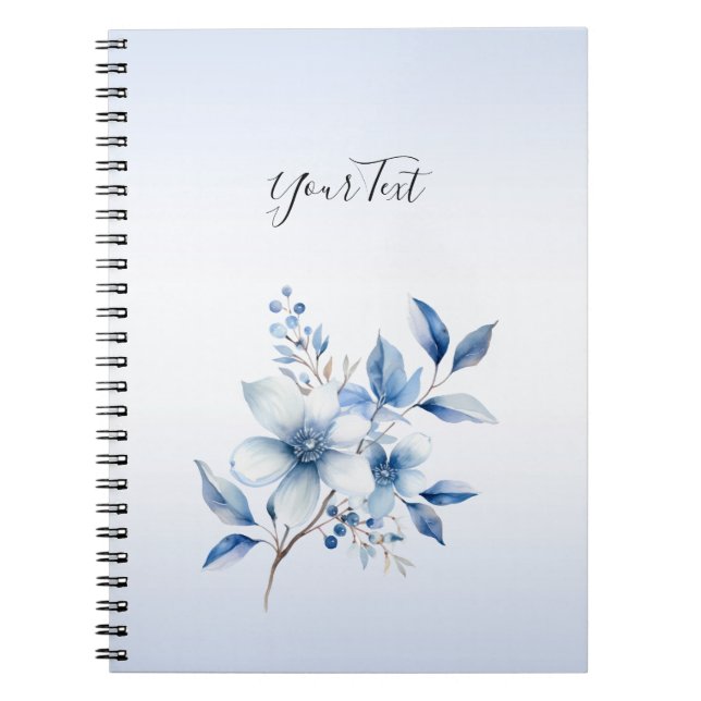 Botanical Blue Flowers Notebook Notizblock (Vorderseite)