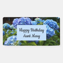 Botanical Blue Hydrangea Floral Geburtstag Banner