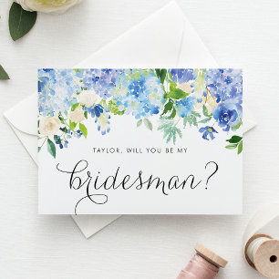 Botanical Blue Hydrangea wird meine Bridesmaid sei Einladungspostkarte