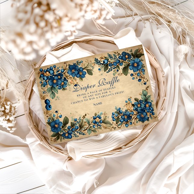 Botanical Blueberry Floral Diapper Raffle  Begleitkarte (Von Creator hochgeladen)