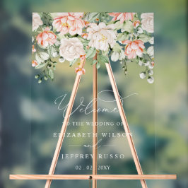 Botanical Blush Pink Floral Wedding Welcome Sign Acrylschild
