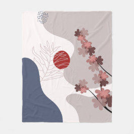 Botanical Boho Blue Magenta Fleecedecke