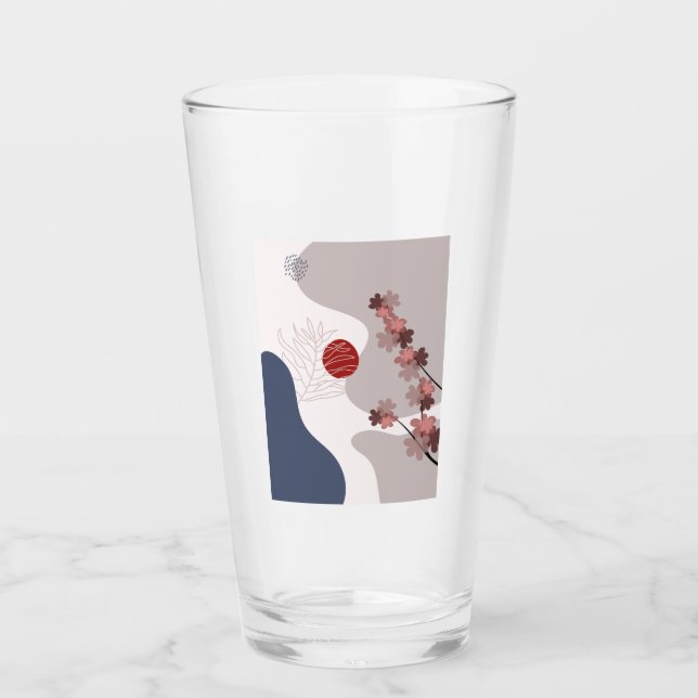 Botanical Boho Blue Magenta Glas (Vorderseite)