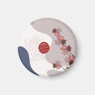 Botanical Boho Blue Magenta Magnet