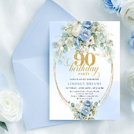 Botanical Boho Blue Peonies Eucalyptus Invitation Einladung