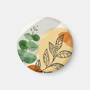 Botanical Boho Green Orange Magnet
