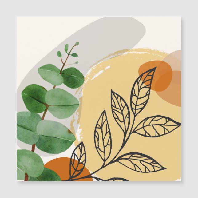 Botanical Boho Green Orange Magnetkarte (Vorderseite)