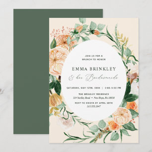 Botanical Boho Peach Bridesmaids Luncheon Brunch Einladung