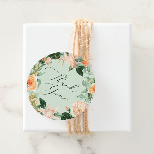 Botanical Boho Sage Grüne Wasserfarbe Vielen Dank Geschenkanhänger (Beispiel)