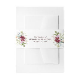 Botanical Burgundy Floral Wildflower Wedding  Einladungsbanderole