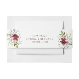 Botanical Burgundy Wildflower Wedding  Einladungsbanderole