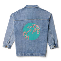 Botanical Cherry Blossom Denim Jacket
