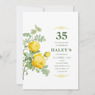 Botanical Chic Gelb & Grün Blumig 35. Geburtstag Einladung