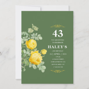 Botanical Chic Gelb & Grün Blumig 43. Geburtstag Einladung