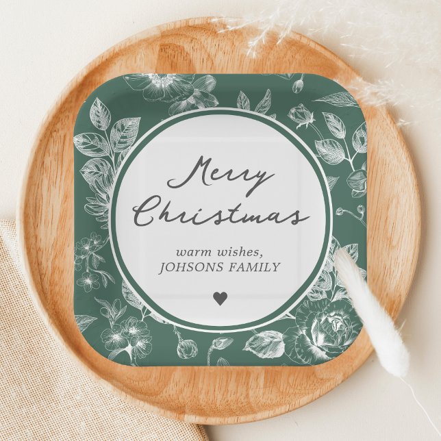 Botanical Christmas Pappteller (Christmas Family Holiday Paper Plate)