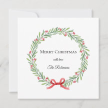 Botanical Christmas Wreath Modern Script 