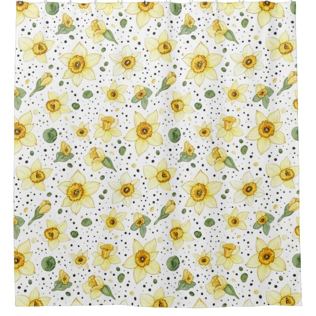 Botanical Daffodil Floral Geometric Pattern (2) Duschvorhang (Vorderseite)
