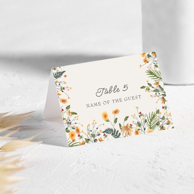 Botanical Daffodils Daisy Peony Wedding Place card Tischnummer (Von Creator hochgeladen)