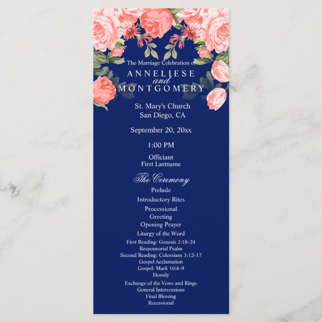 Botanical Dark Blue and Coral Blume - Programm (Vorderseite)