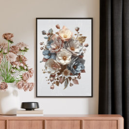 Botanical Elegant 3D Floral Art Leinwanddruck