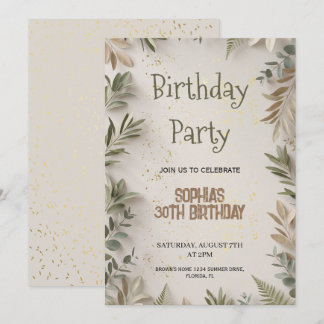 Botanical Elegant Birthday for Adults Einladung
