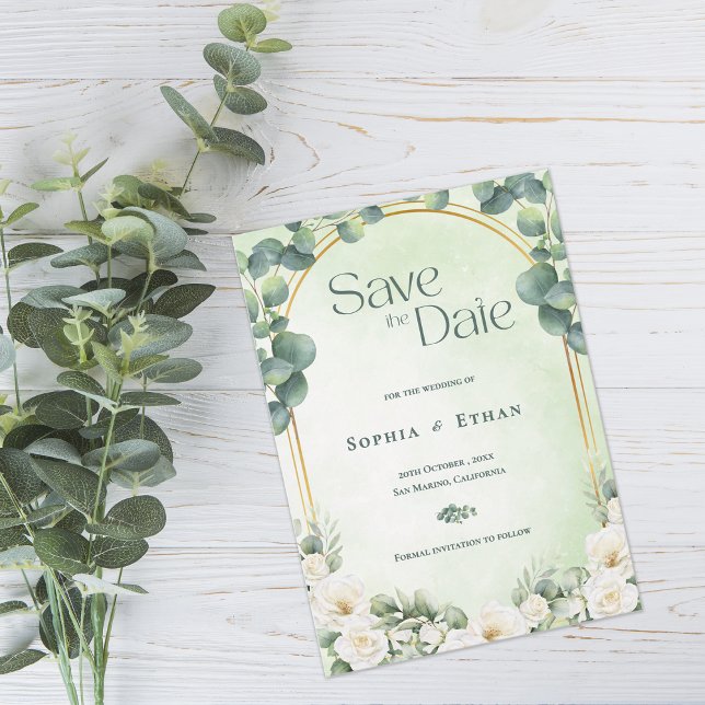 Botanical Eucalyptus Sage Green Garden Wedding Save The Date (Botanical Eucalyptus Sage Green Garden Wedding Save The Date)