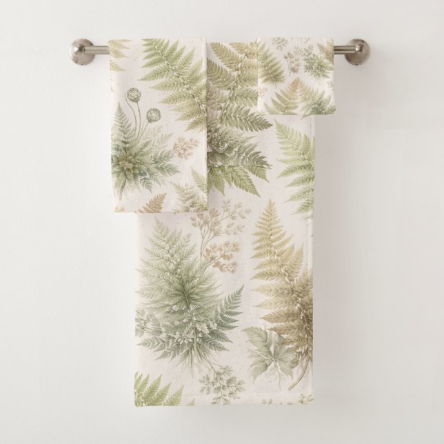 Botanical Fern Pattern Badhandtuch Set (Insitu)