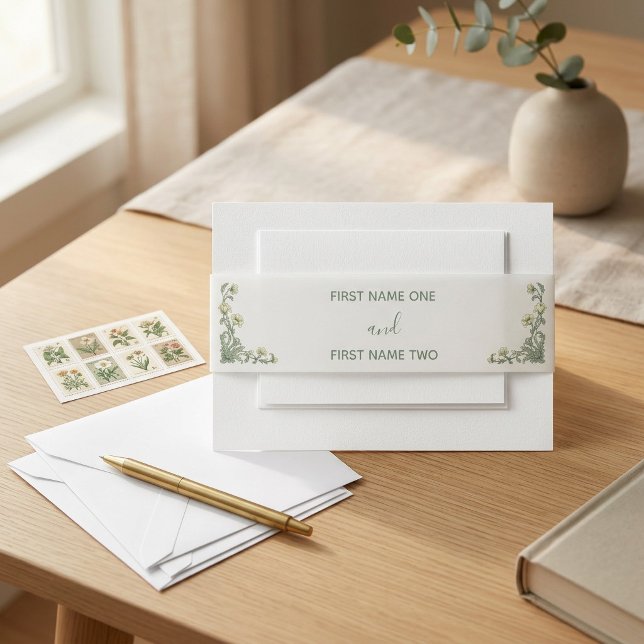 Botanical Floral Einladungsbanderole (Botanical Floral Invitation Belly Band)