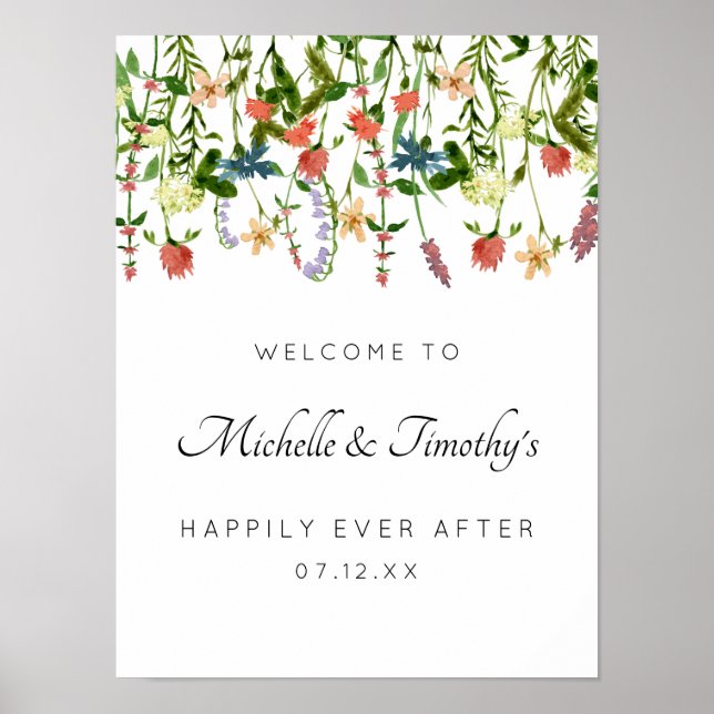 Botanical Floral Wedding Sign Poster (Vorne)