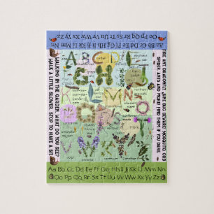 Botanical Flowers and Bugs ABC Alphabet Puzzle