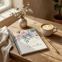  Botanical foliage, floral watercolour spiral