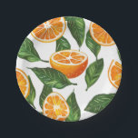 Botanical Fruit Orange Citrus Seamless Pappteller<br><div class="desc">Juicy orange slices and fresh green leaves arranged in a lively botanical composition.</div>