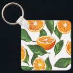 Botanical Fruit Orange Citrus Seamless Schlüsselanhänger<br><div class="desc">Juicy orange slices and fresh green leaves arranged in a lively botanical composition.</div>