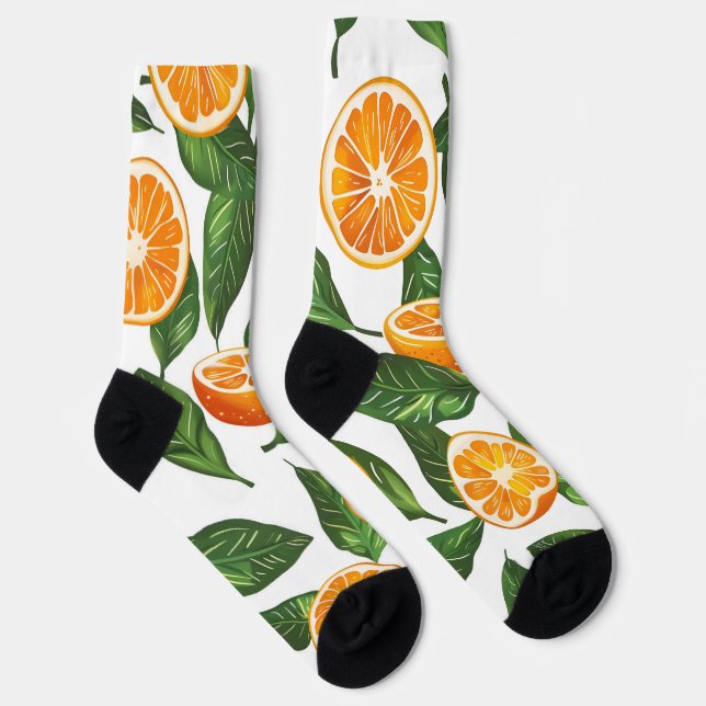 Botanical Fruit Orange Citrus Seamless Socken (Rechts)