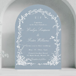 Botanical Garden Romantic Wedding Dusty Blue Arch  Einladung