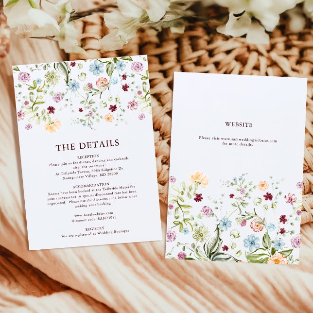Botanical Garden Wildflower Wedding Details Begleitkarte (Von Creator hochgeladen)